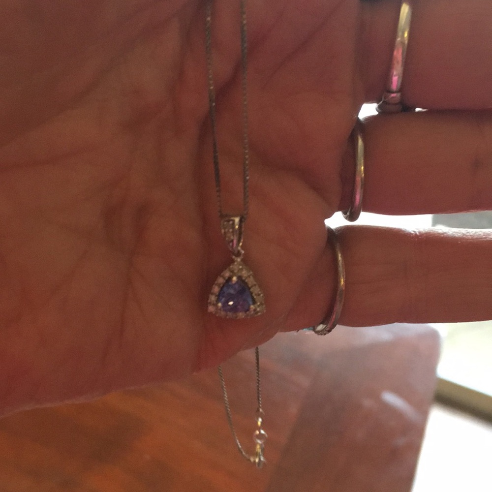 BN 100% real tanzanite/crystal and silver chain